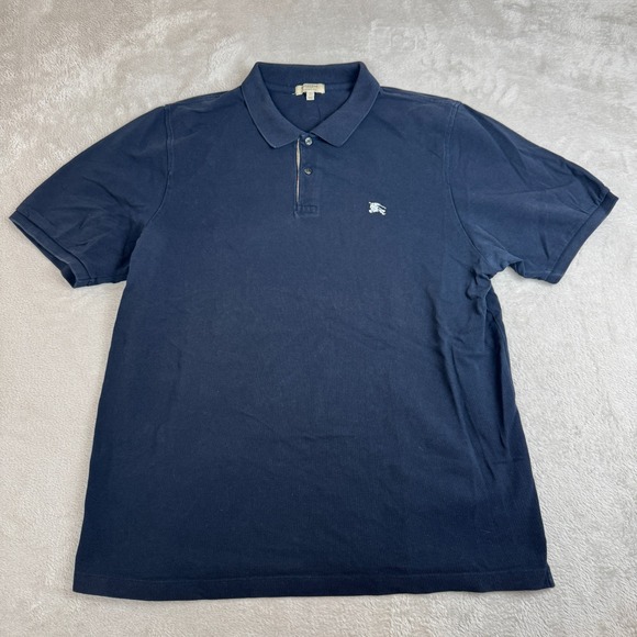 Burberry Polo Shirt Mens 2XL Blue Preowned Short Sleeve Classic Fit Comfy Y2K - Picture 1 of 7